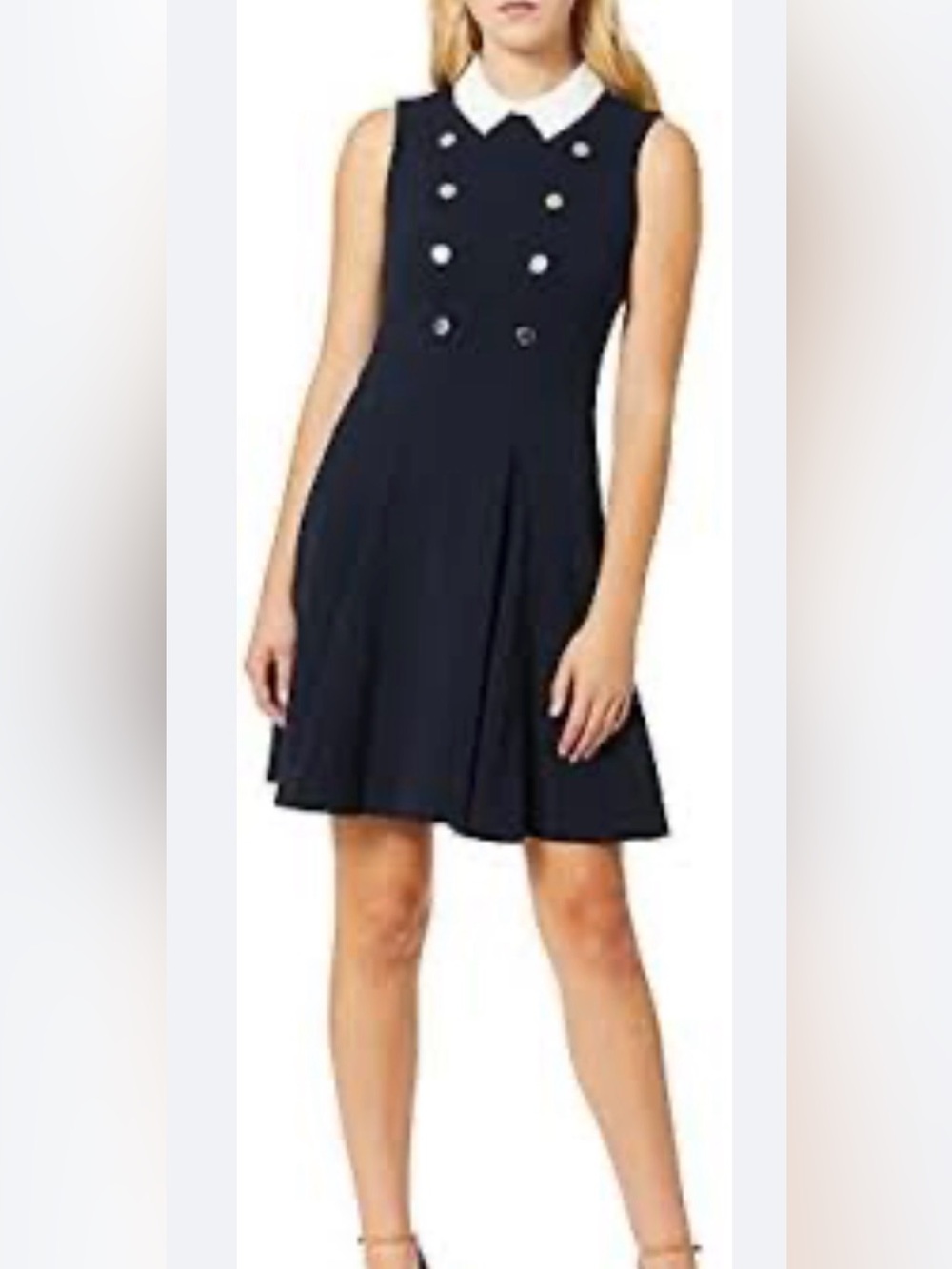 Tommy Hilfiger Black Double Breasted Contrast Collar Fit & Flare Dress SZ 10 NWT